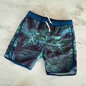 Fair Harbor Boys Palm Leaf Print Swim Trunks Shorts